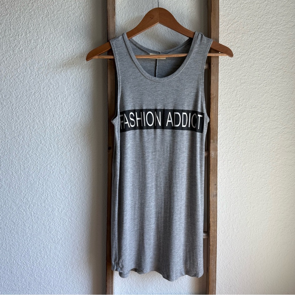 Enough About Me “Fashion Addict” Graphic Tank Tunic sz: Med